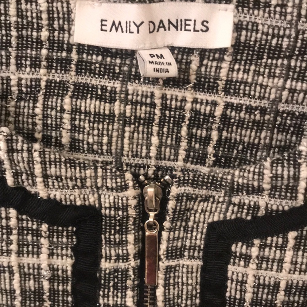Black and White Tweed Blazer with Black Trim By Emily Daniels - Picture 2 of 7